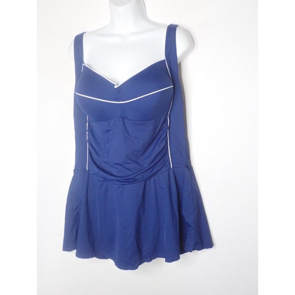 NipTuk Swim with multi fit cup size 20 swimsuit with skirt Navy Blue Modest - Picture 3 of 7